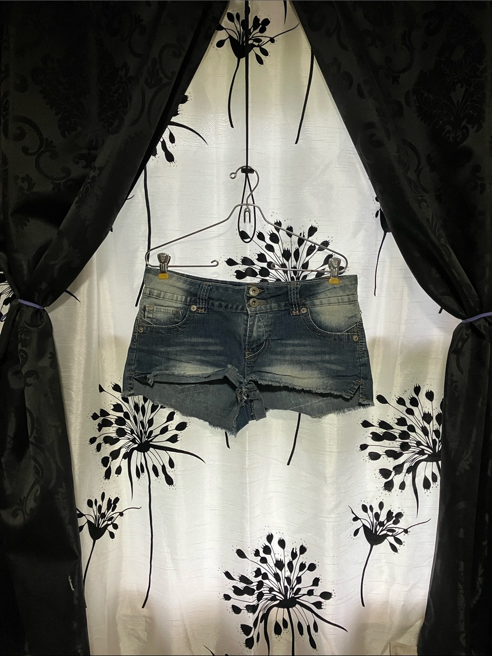 Angels Jeans Distressed Dark Blue Denim Cutoff Shorts